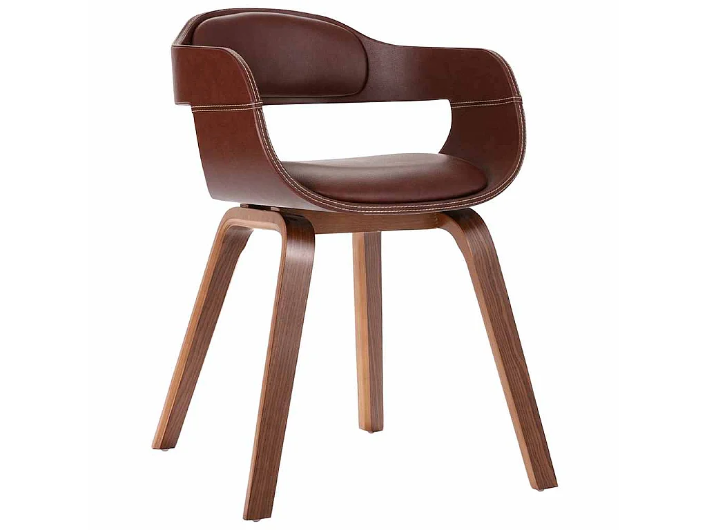 Chaise à manger Marron Bois courbé et similicuir