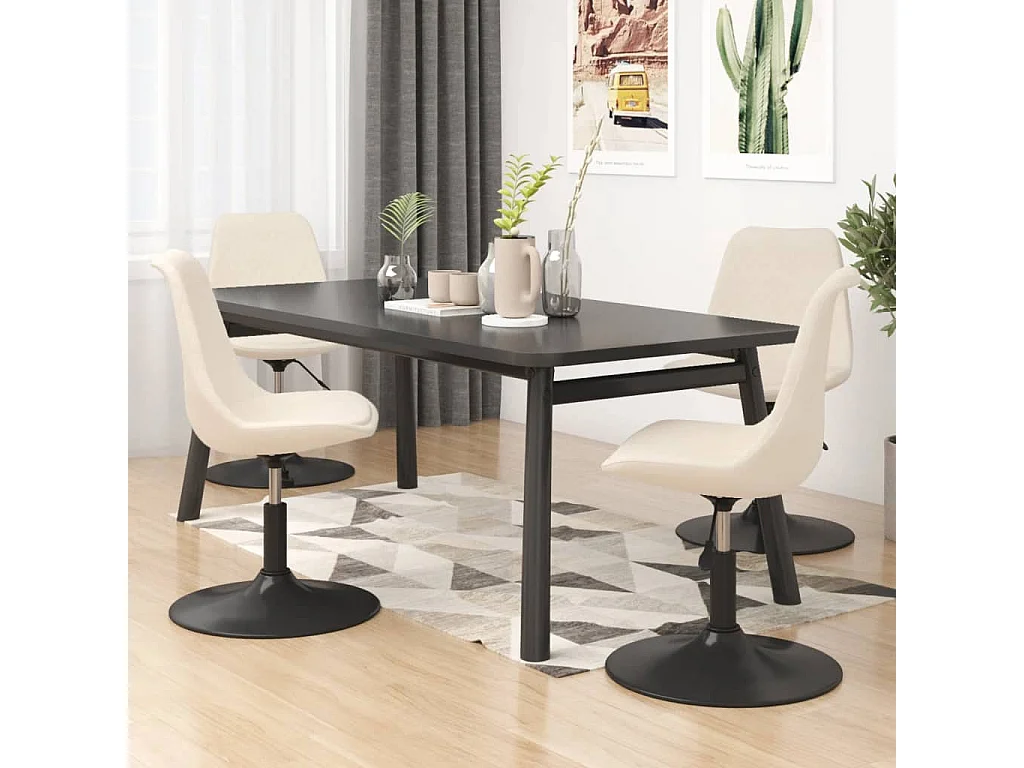Chaises à manger pivotantes lot de 4 Crème Velours