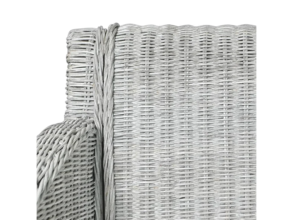 Sedia da Pranzo con Cuscino Grigio in Rattan Naturale