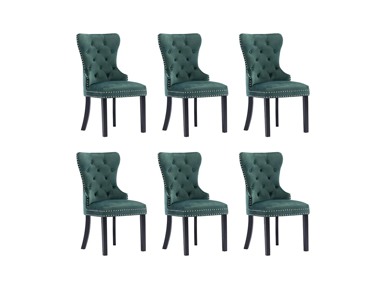 Chaises à manger lot de 6 vert foncé velours