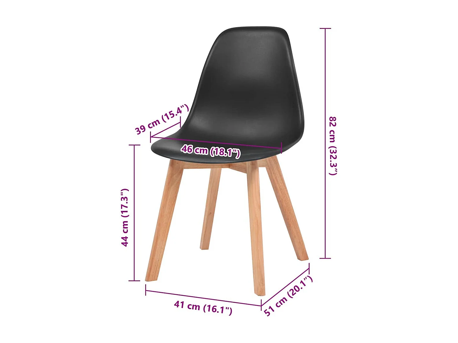 Eetkamerstoelen 4 st kunststof zwart