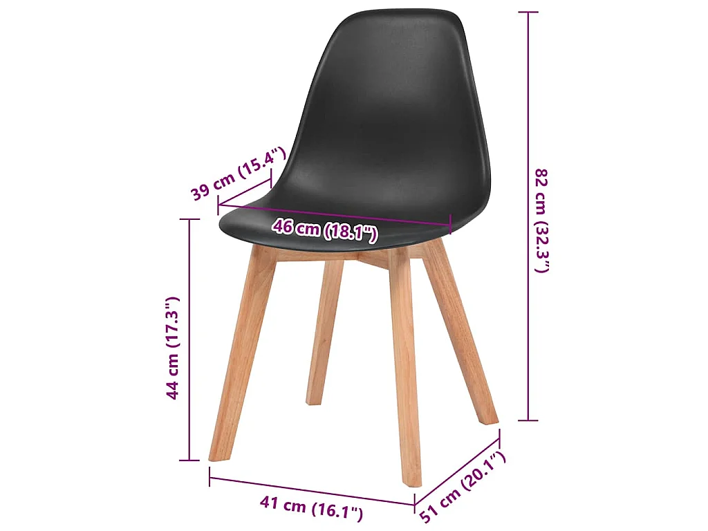 Chaises à manger lot de 4 Noir Plastique