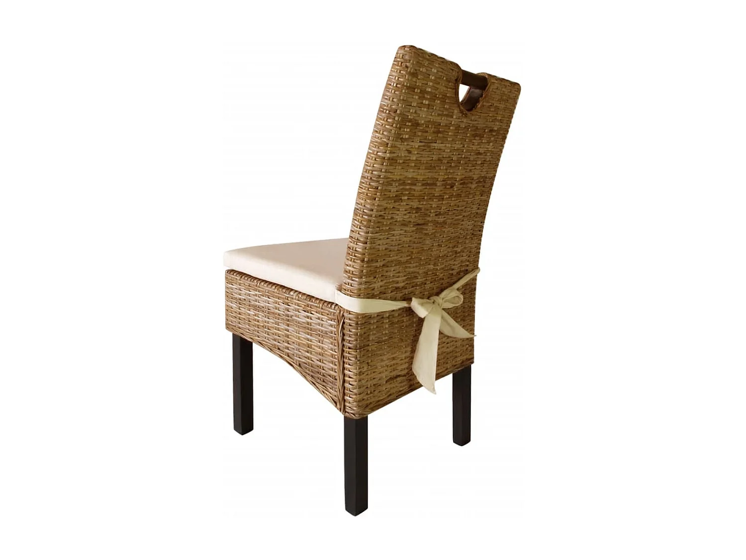 Sedie Sala da Pranzo 2 pz in Rattan Kubu e Legno di Mango