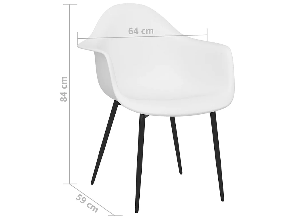 Cadeiras de jantar 6 pcs PP branco