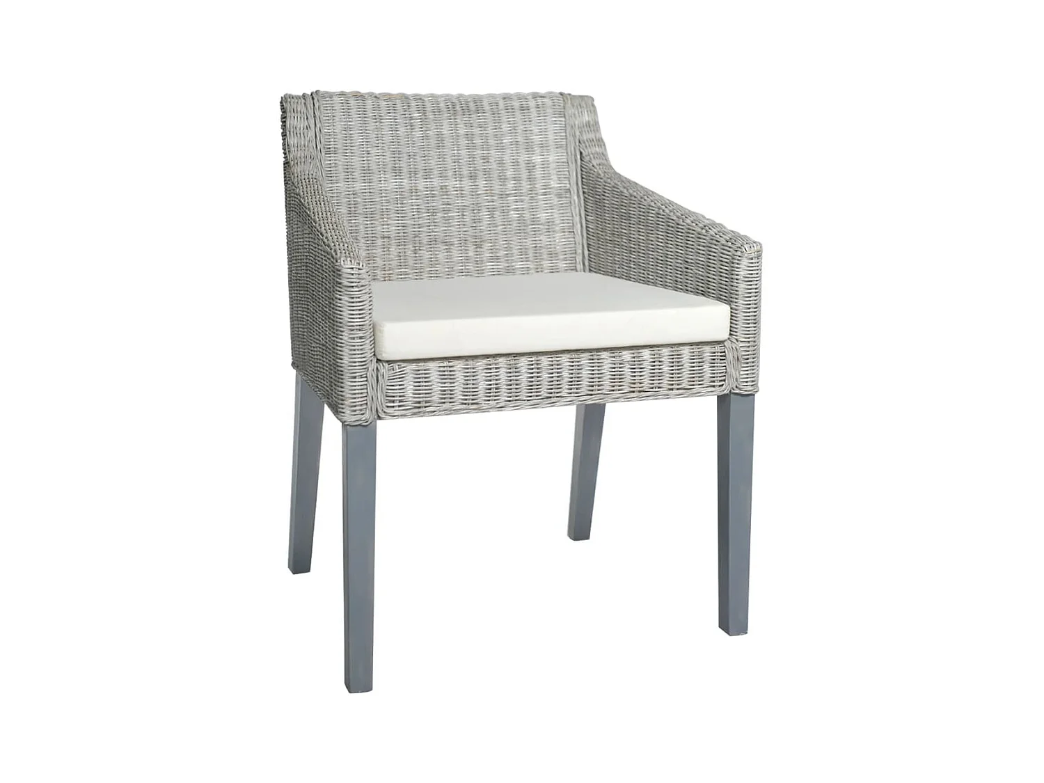 Chaise à manger avec coussin Gris Rotin naturel