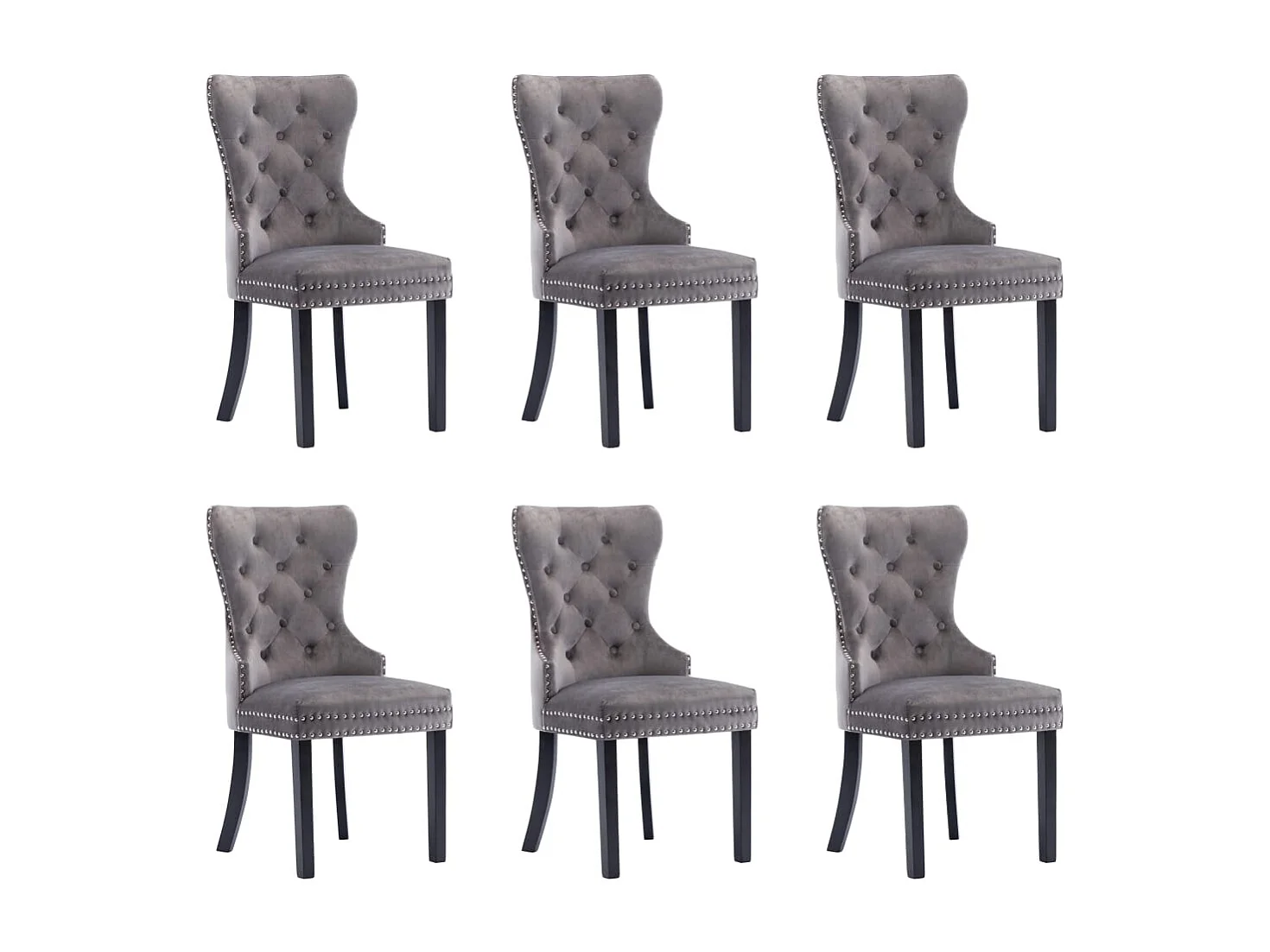 Cadeiras de jantar 6 pcs veludo cinzento