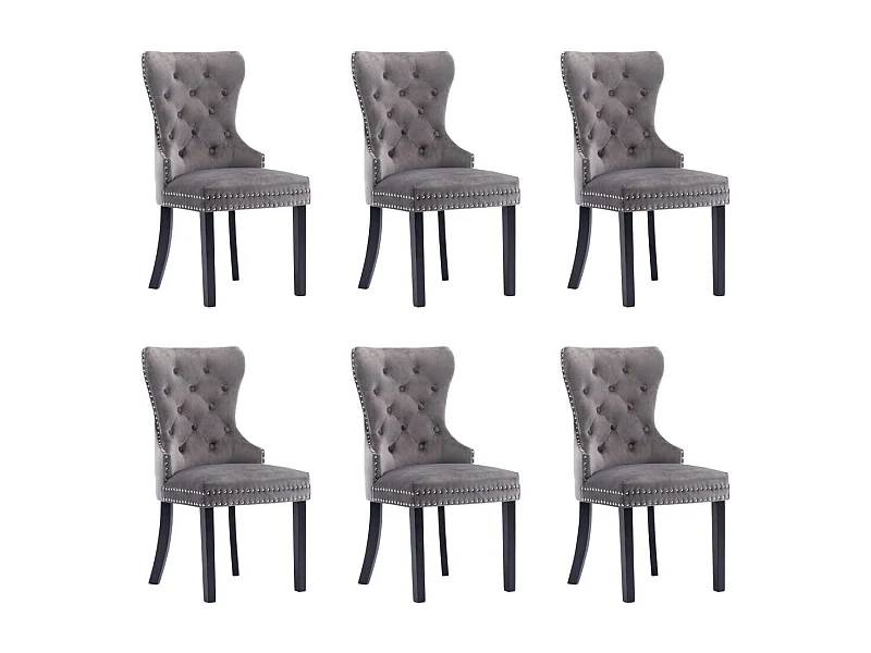Cadeiras de jantar 6 pcs veludo cinzento