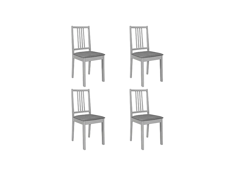 Esszimmerstühle mit Polstern 4 Stk. Grau Massivholz