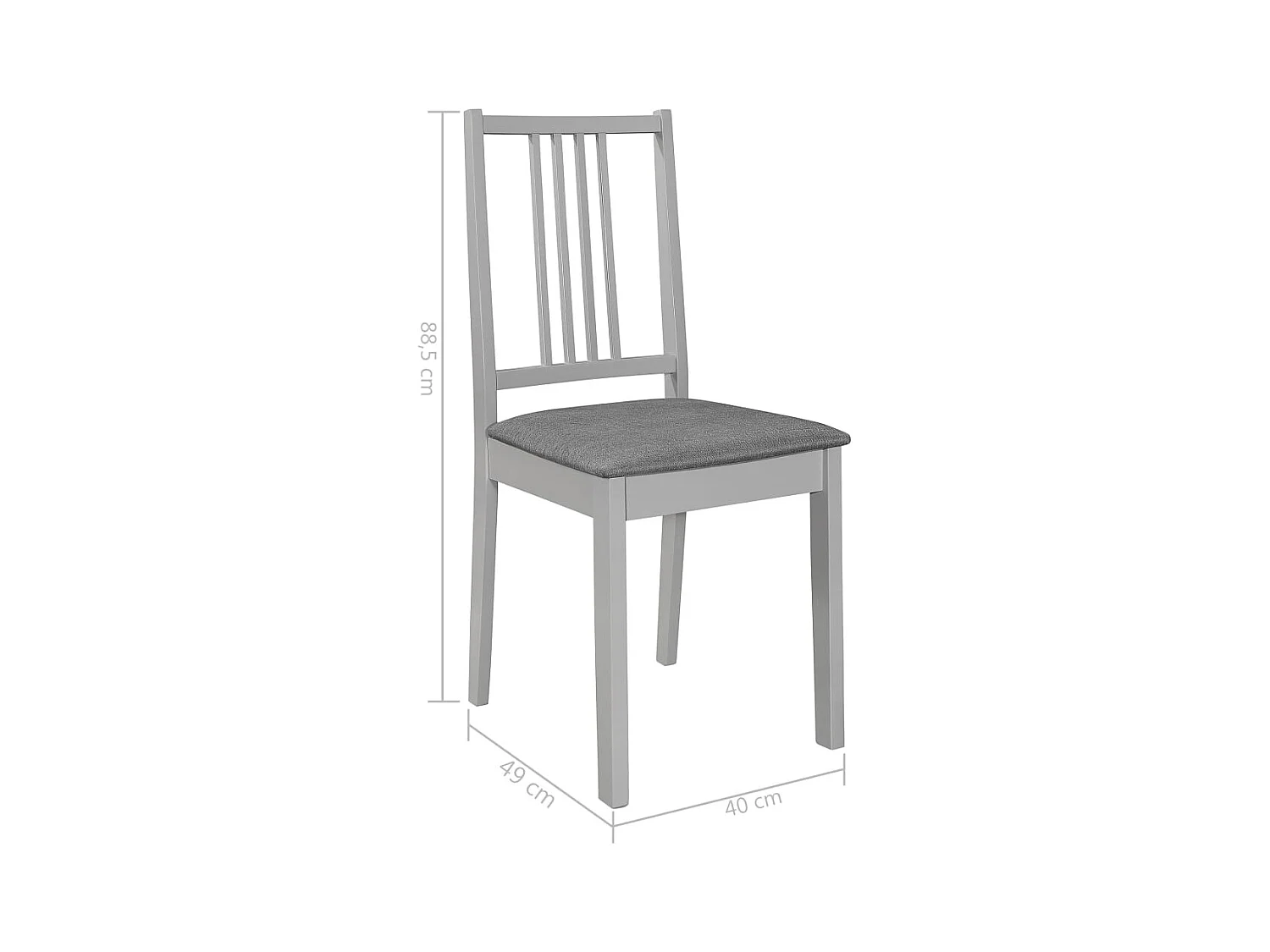 Esszimmerstühle mit Polstern 4 Stk. Grau Massivholz