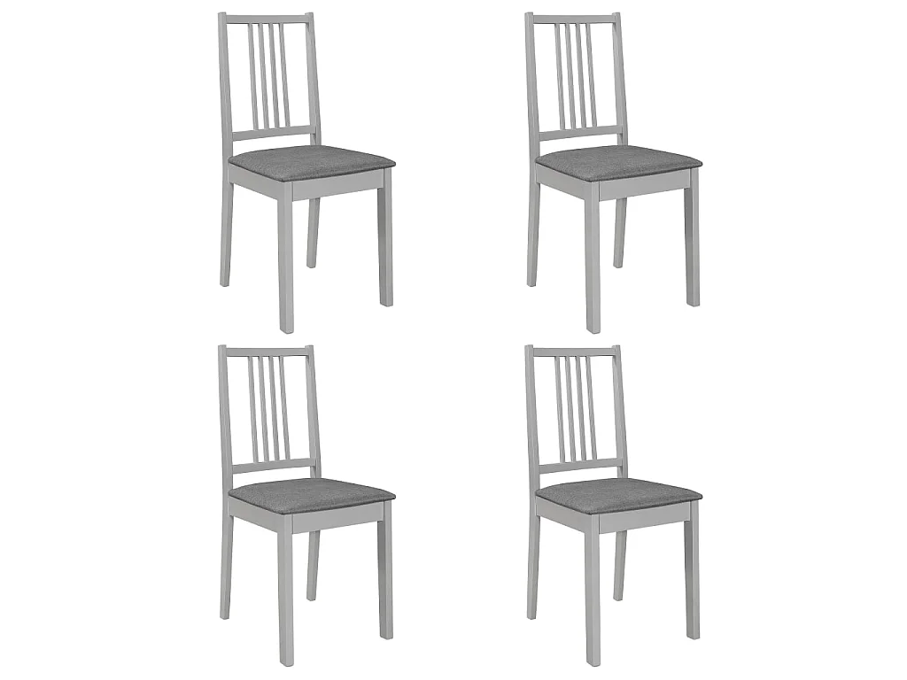 Cadeiras de jantar com almofadões 4 pcs madeira maciça cinzento
