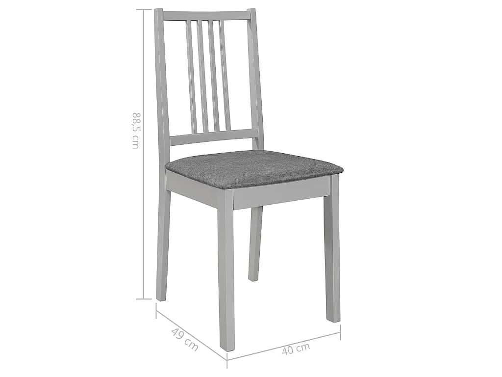 Cadeiras de jantar com almofadões 4 pcs madeira maciça cinzento