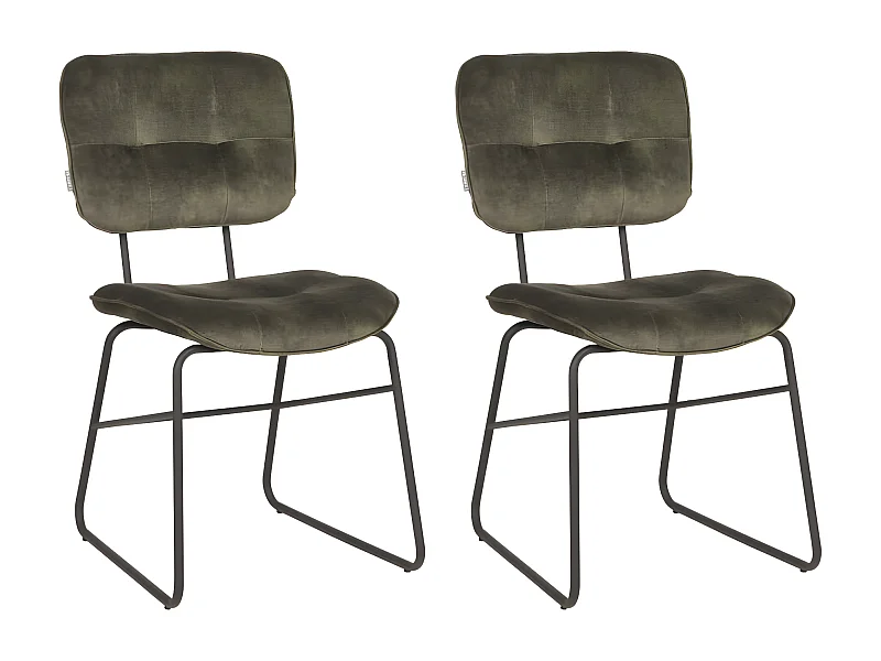 LABEL51 Sillas de comedor Dez 2 unidades verde cazador 49x60x87 cm