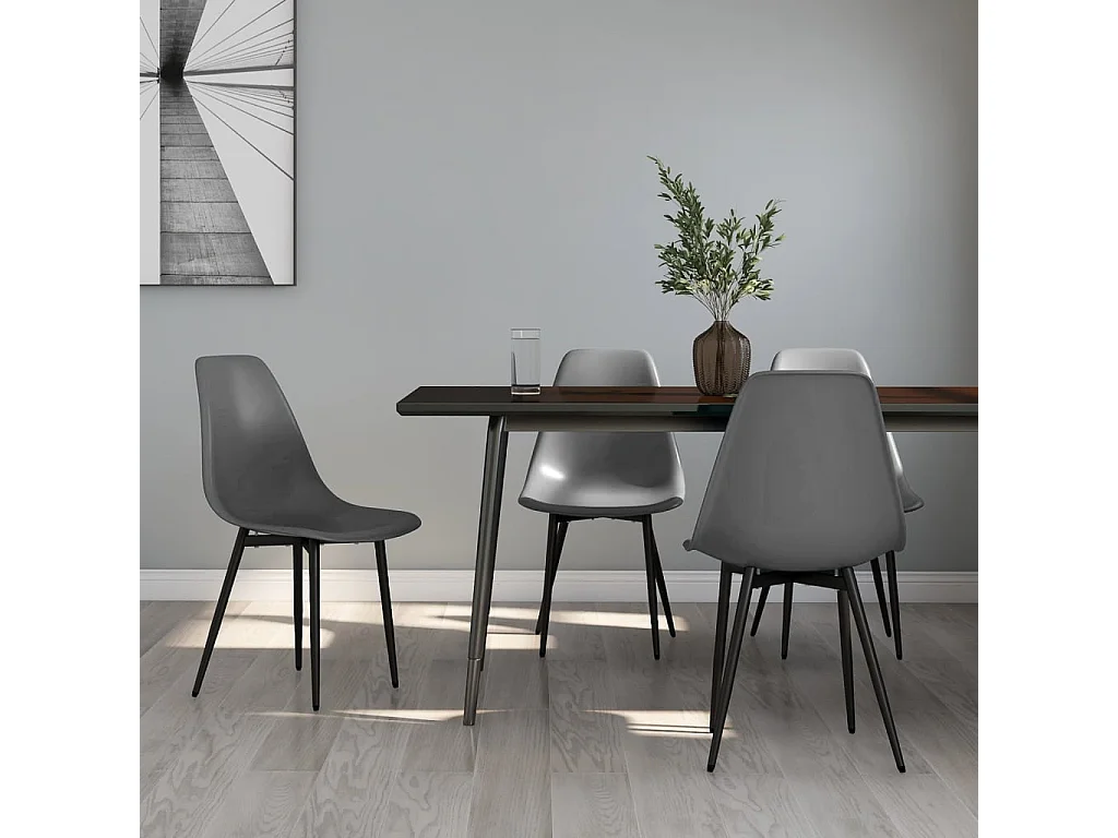 Chaises à manger lot de 4 gris PP