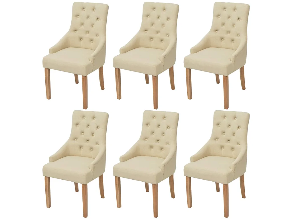 Cadeiras de jantar 6 pcs tecido cor creme