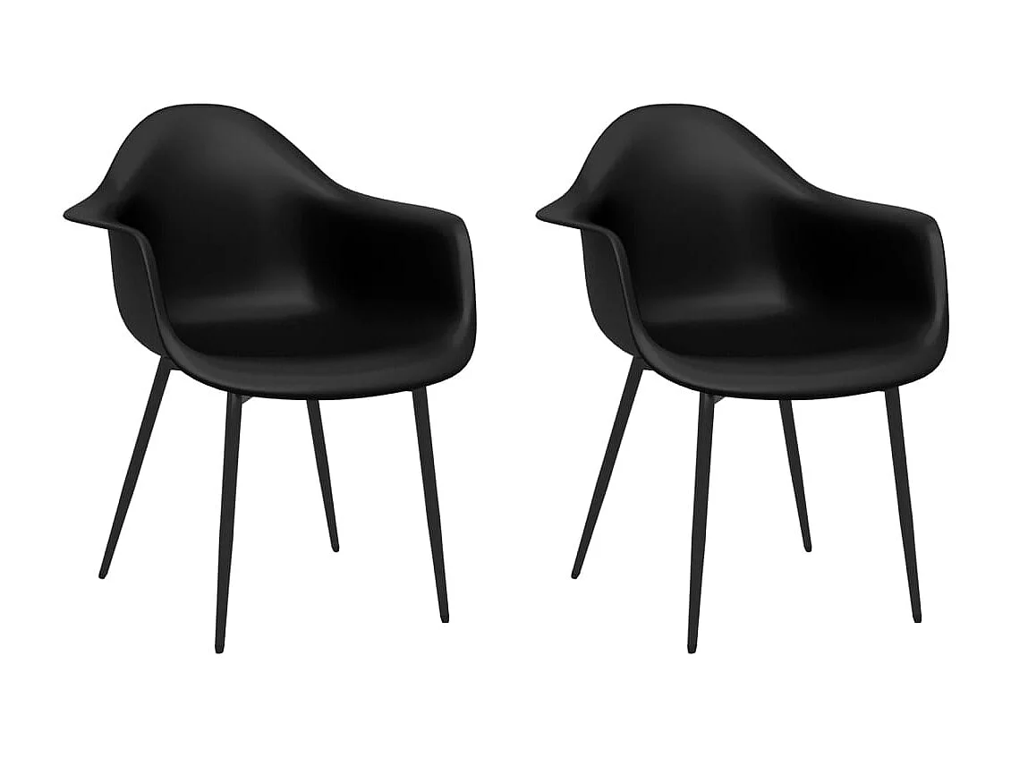 Cadeiras de jantar 2 pcs PP preto