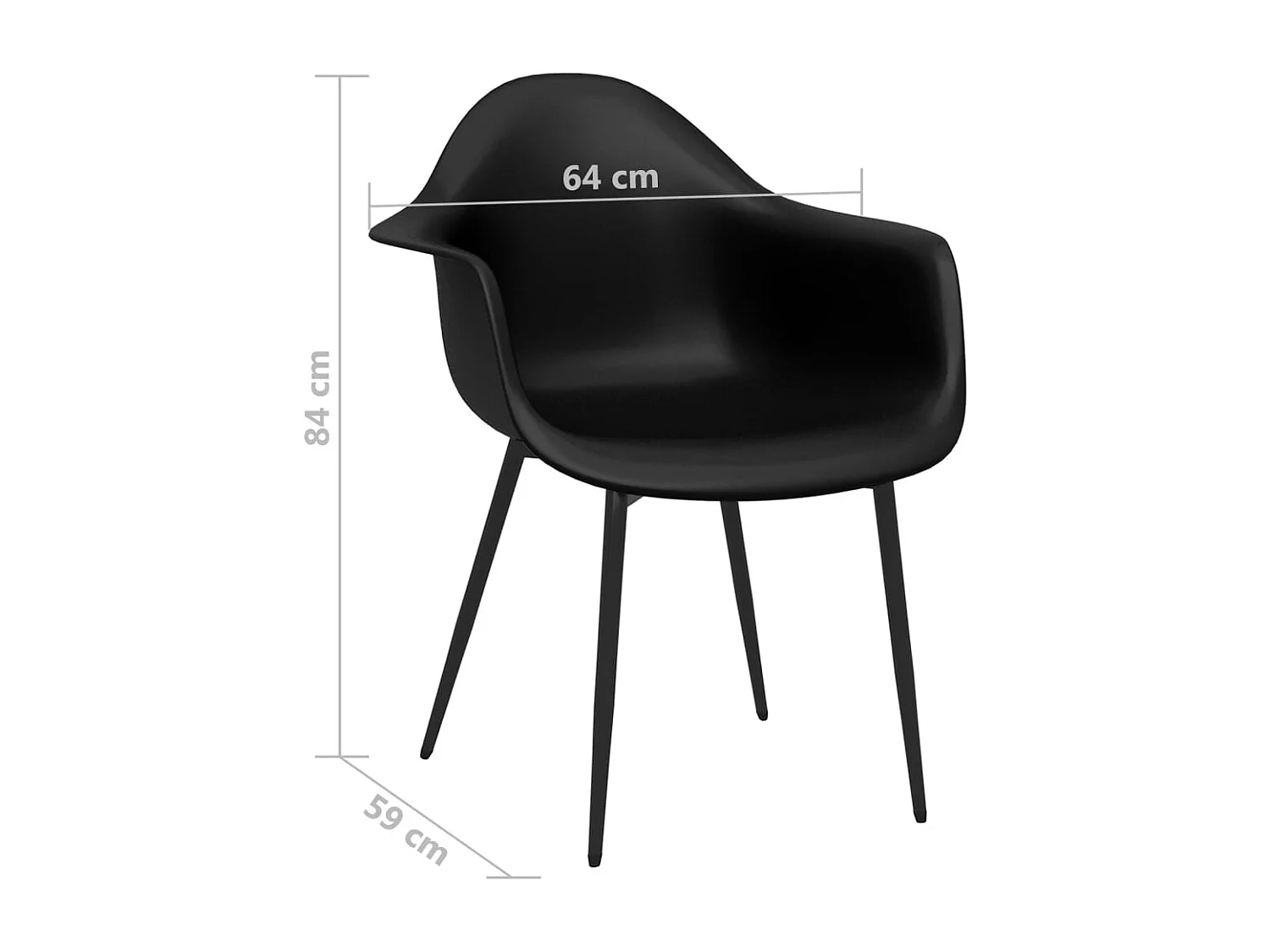 Eetkamerstoelen 2 st PP zwart