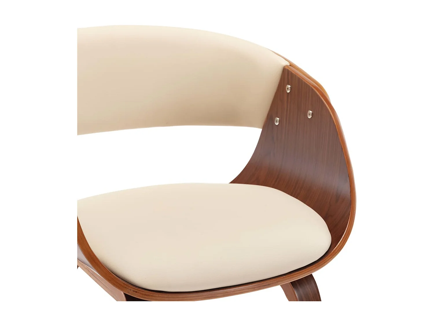 Chaise à manger crème bois courbé et similicuir