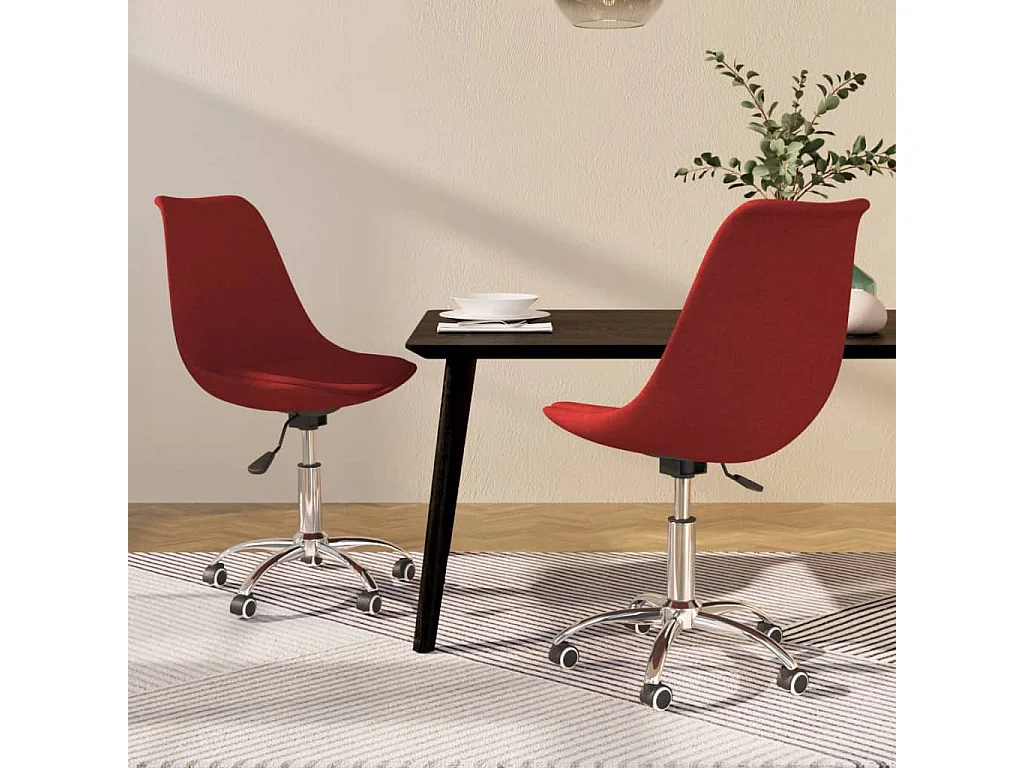 Chaises pivotantes à manger lot de 2 Rouge bordeaux Tissu