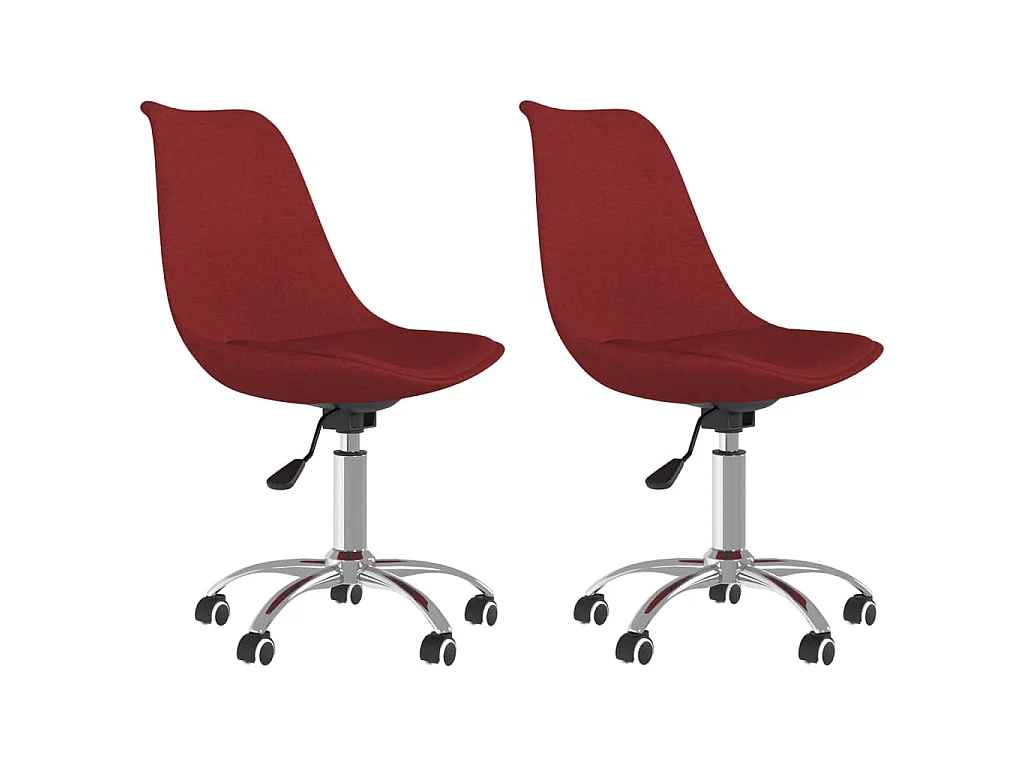 Chaises pivotantes à manger lot de 2 Rouge bordeaux Tissu