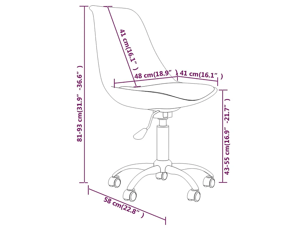 Chaises pivotantes à manger lot de 2 Rouge bordeaux Tissu