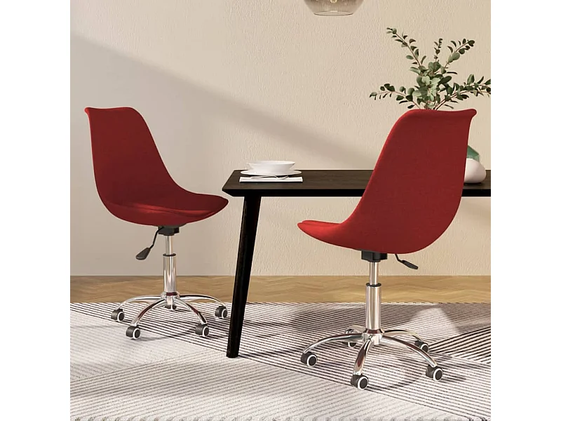 Sedie da Pranzo Girevoli 2 pz Rosso Vino in Tessuto