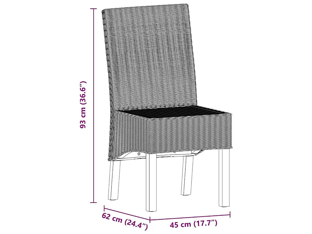 Cadeiras de jantar 2 pcs vime genuíno castanho