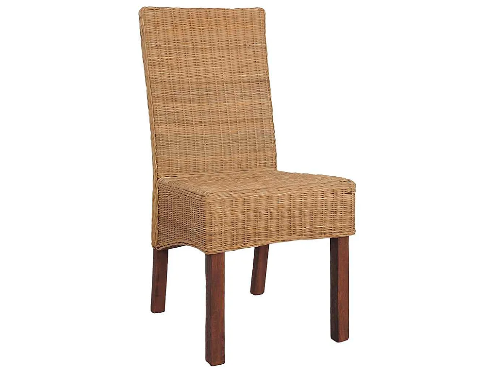 Cadeiras de jantar 2 pcs vime genuíno castanho