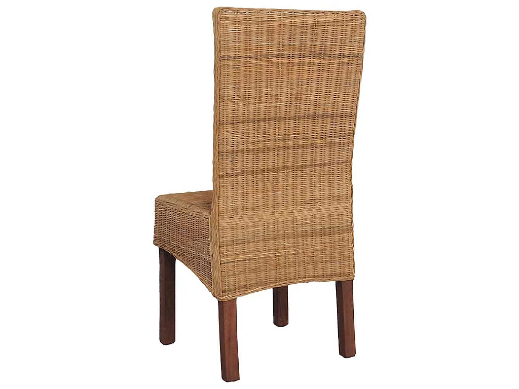 Cadeiras de jantar 2 pcs vime genuíno castanho