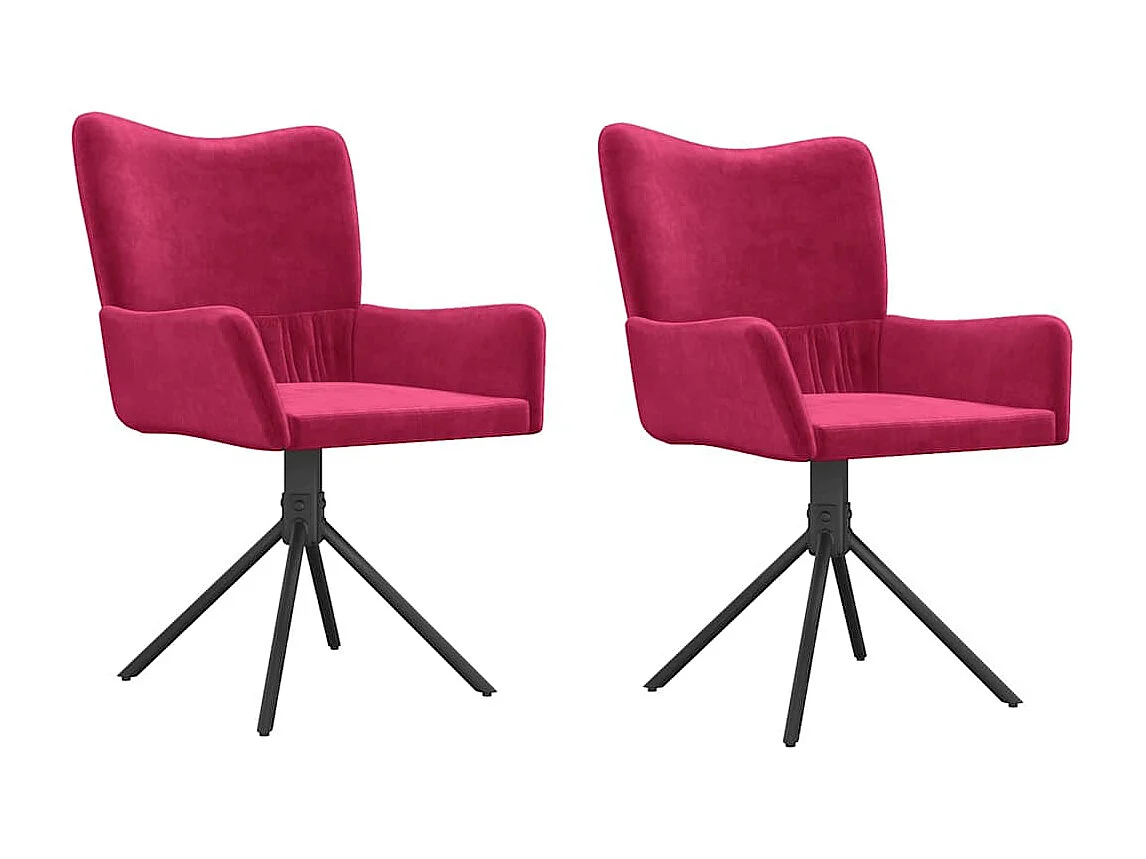 Chaises pivotantes à manger lot de 2 Rouge bordeaux Velours