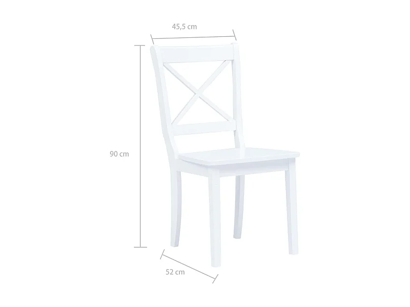 Chaises à manger lot de 2 blanc bois hévéa massif