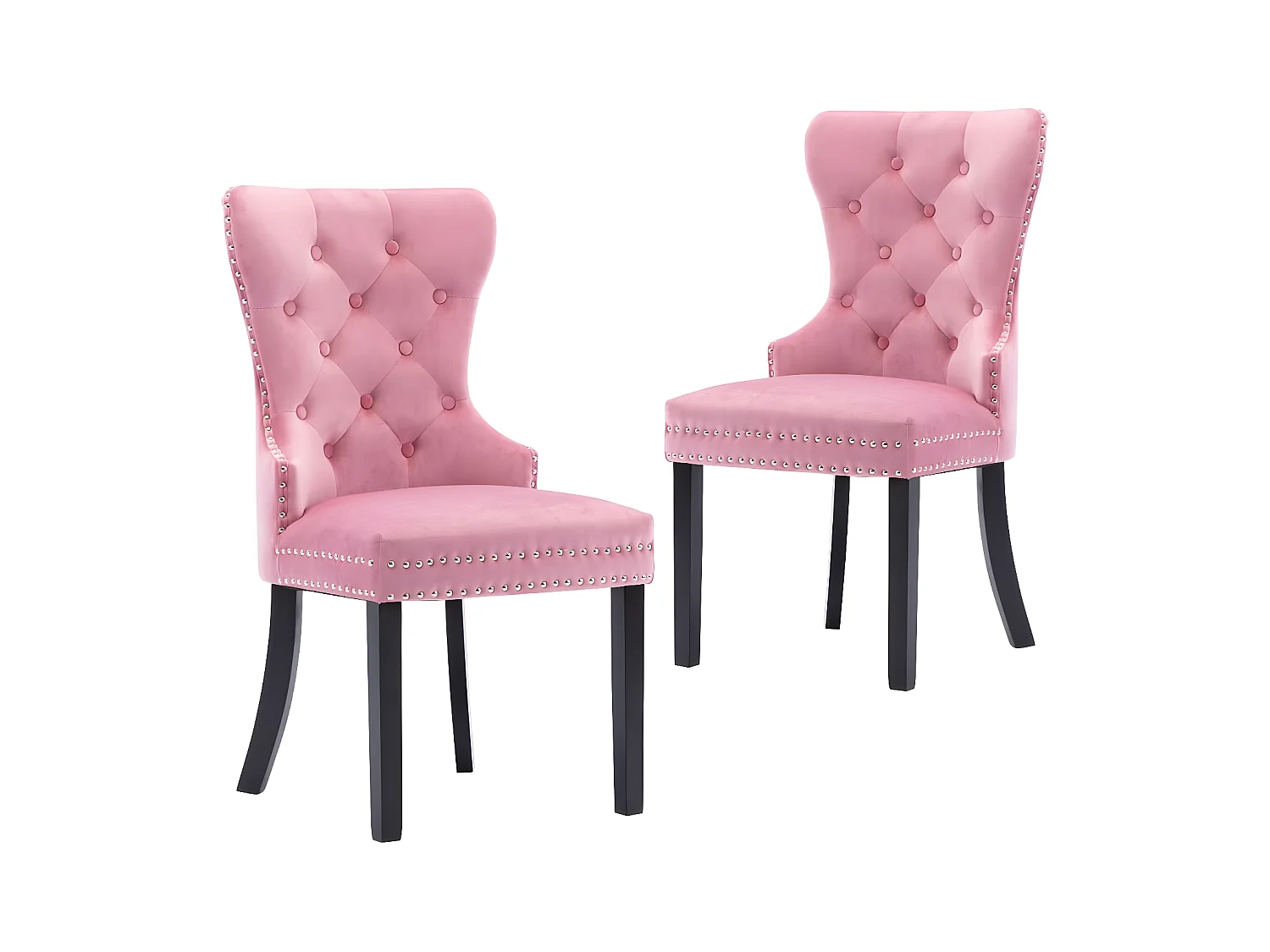 Eetkamerstoelen 2 st fluweel roze