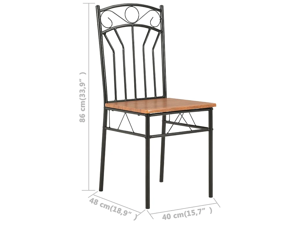 Chaises à manger lot de 2 marron MDF