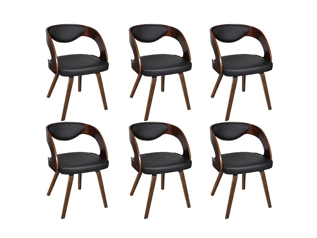 Chaises à manger lot de 6 marron similicuir