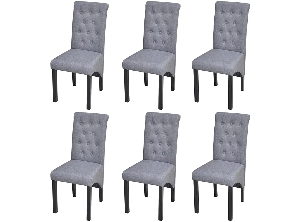 Eetkamerstoelen 6 st stof lichtgrijs