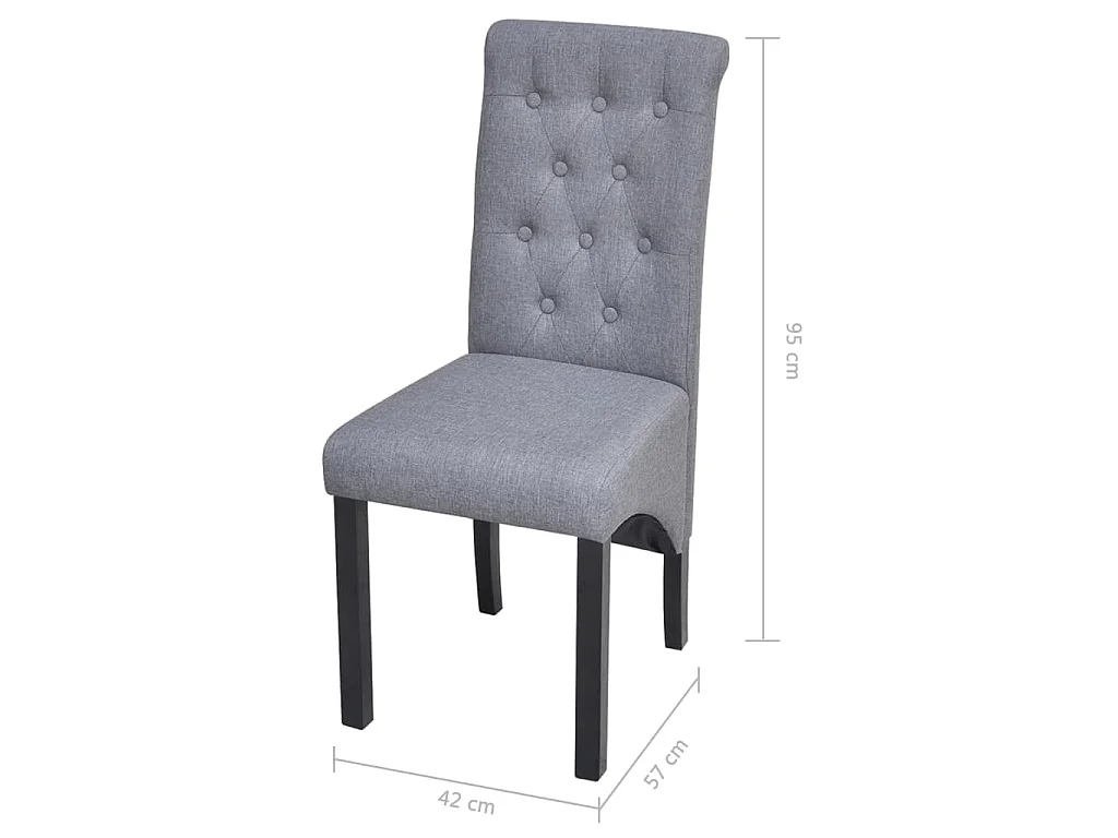 Eetkamerstoelen 6 st stof lichtgrijs