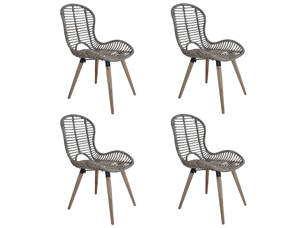 Eetkamerstoelen 4 st natuurlijk rattan bruin
