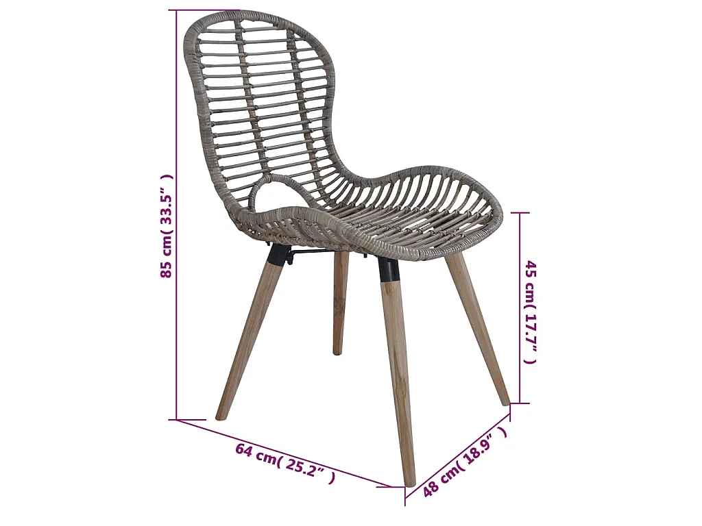Eetkamerstoelen 4 st natuurlijk rattan bruin