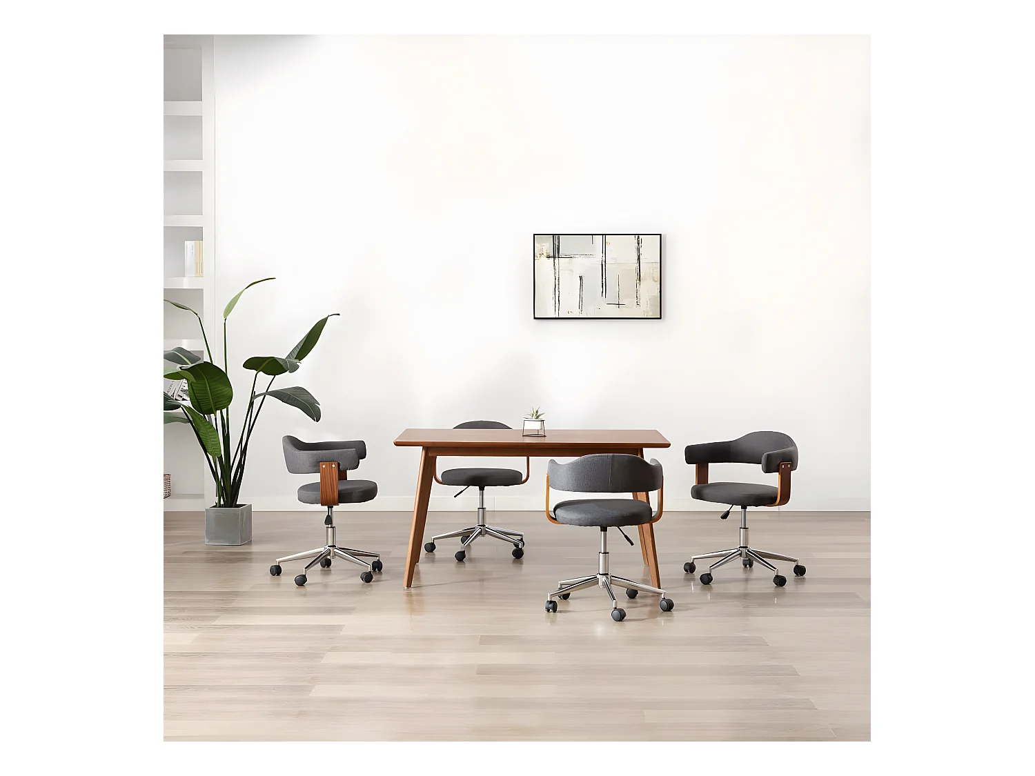 Drehbare Esszimmerstühle 4 Stk. Grau Bugholz und Stoff