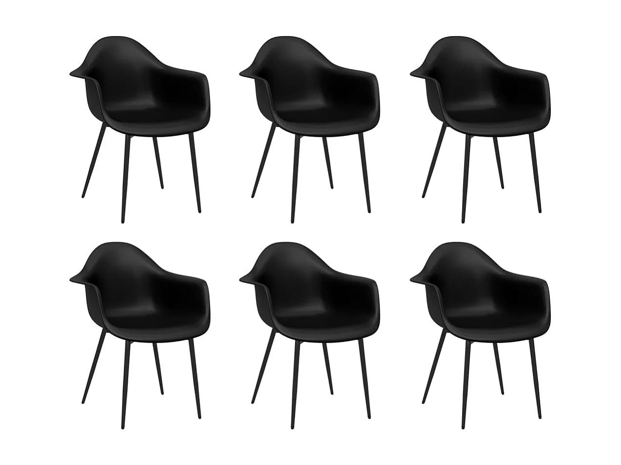Chaises à manger lot de 6 noir PP