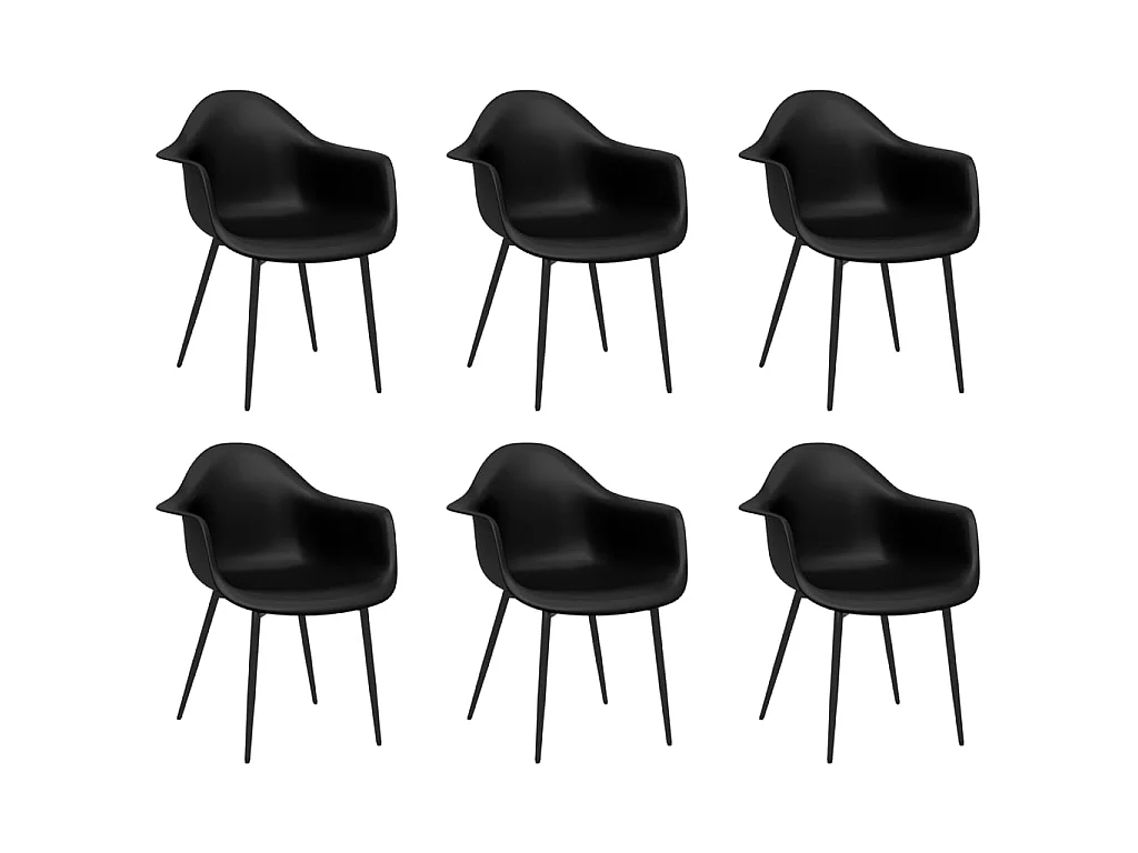 Chaises à manger lot de 6 noir PP