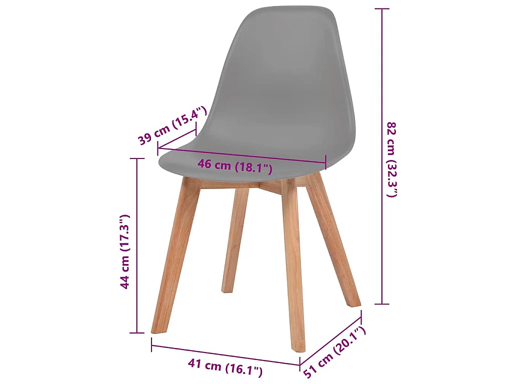 Chaises à manger lot de 6 Gris Plastique