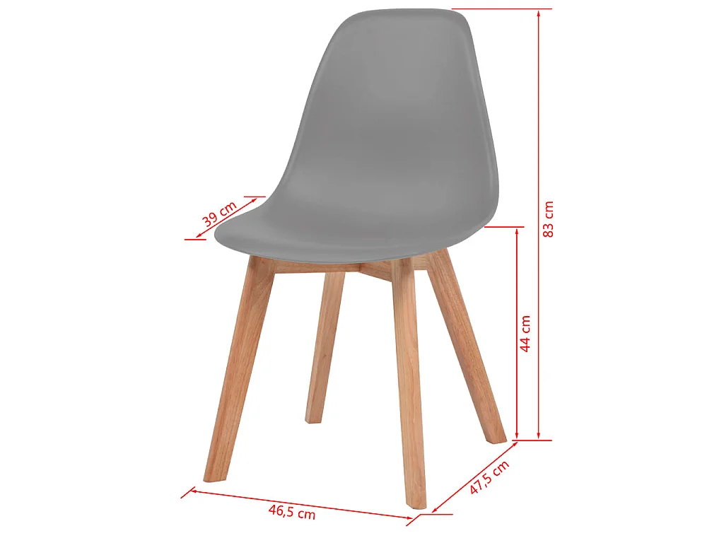 Chaises à manger lot de 6 Gris Plastique