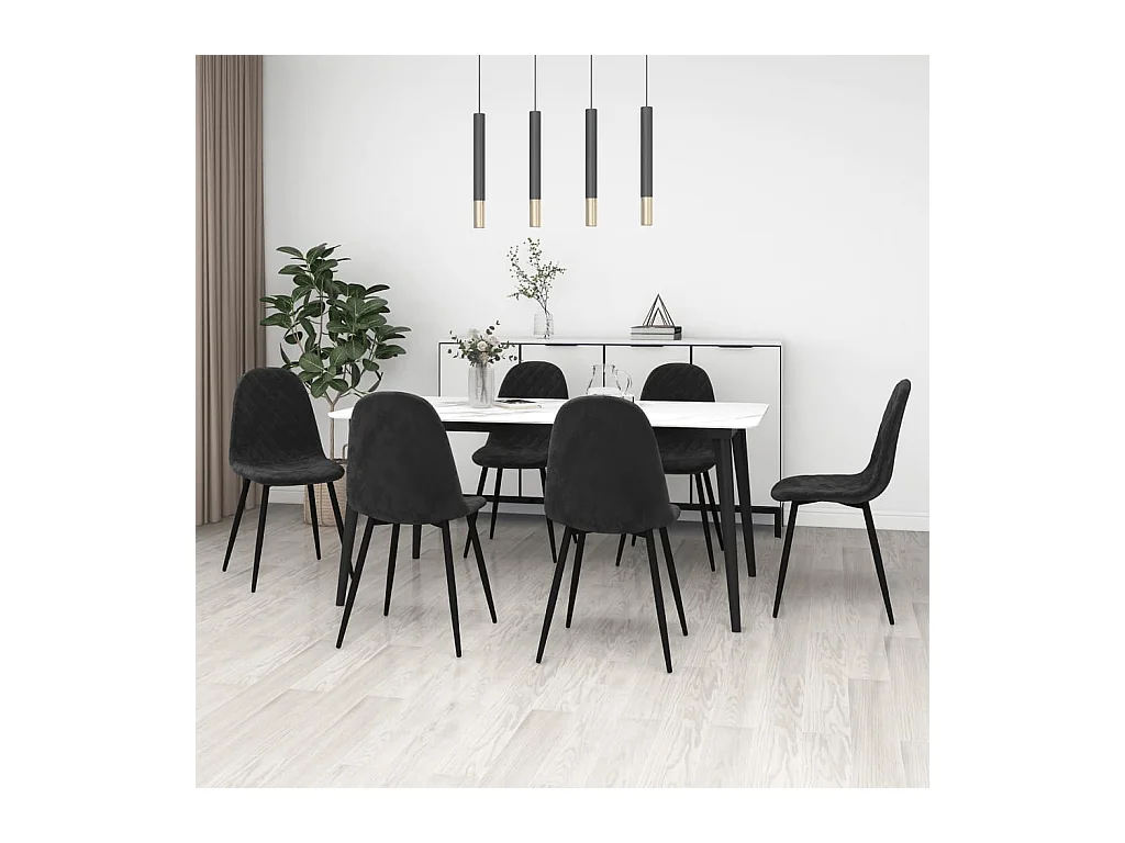 Chaises à manger lot de 6 noir velours