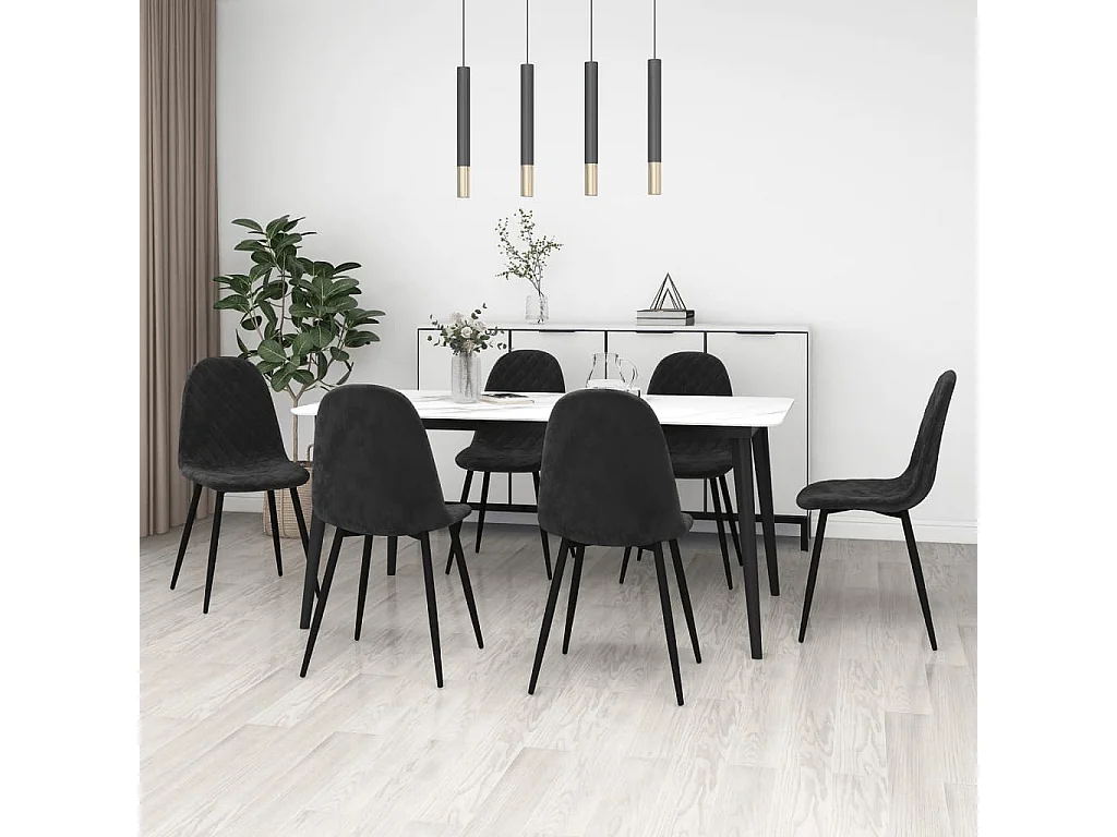 Sedie da Pranzo 6 pz Nere in Velluto