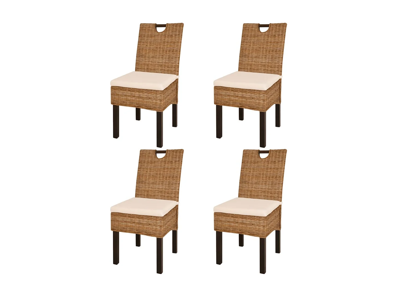 Chaises à manger lot de 4 rotin Kubu bois de manguier