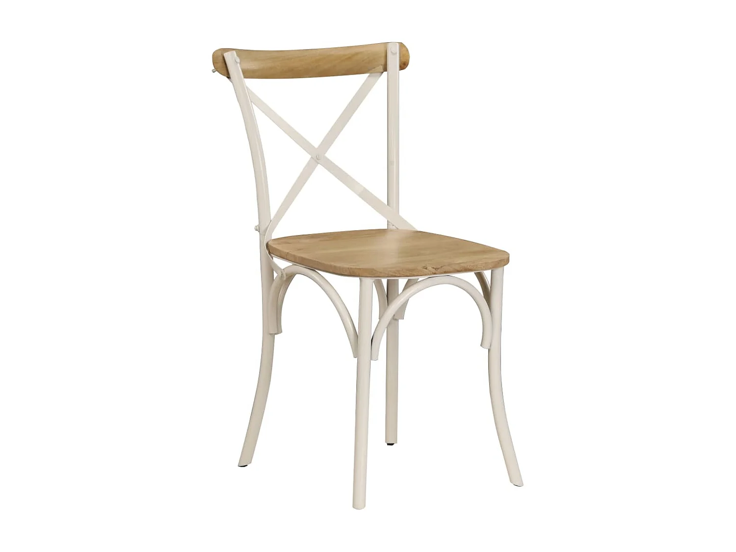 Chaises à dossier croisé lot de 6 blanc bois de manguier massif