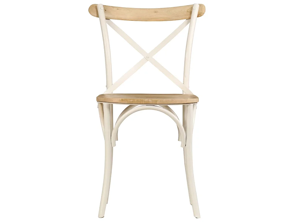 Chaises à dossier croisé lot de 6 blanc bois de manguier massif