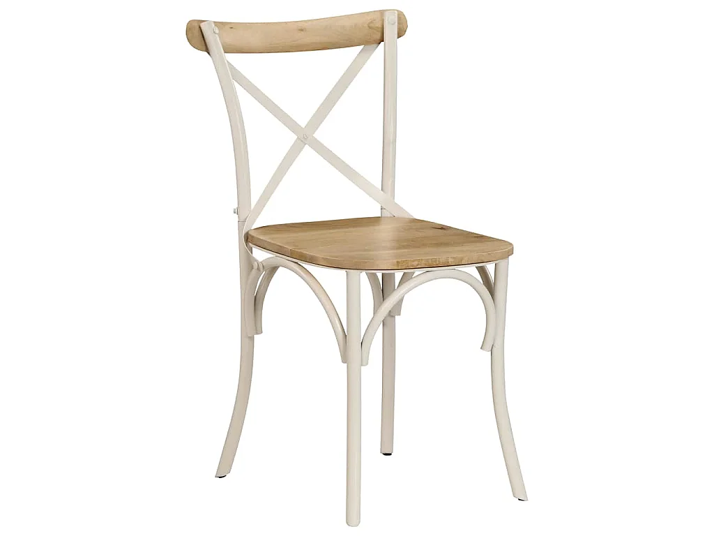 Chaises à dossier croisé lot de 6 blanc bois de manguier massif