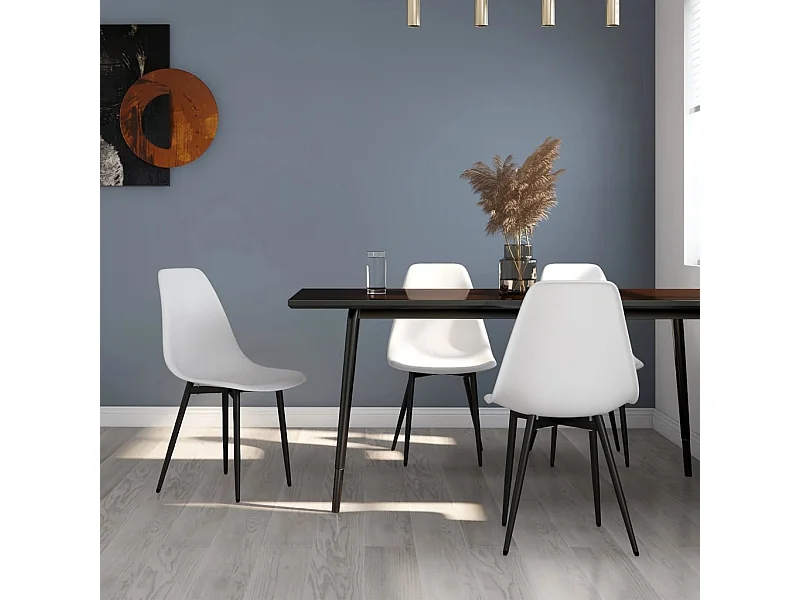 Cadeiras de jantar 4 pcs PP branco