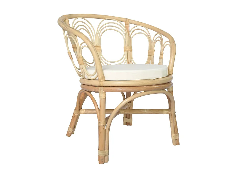 Chaise à manger avec coussin Rotin naturel et lin